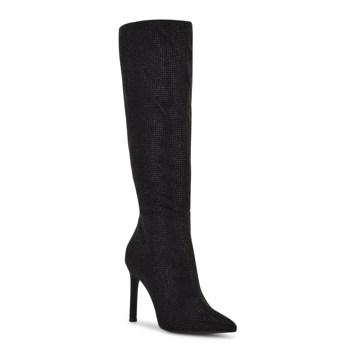 Women's Nine West Tysh Rhinestone Dress Boots Black | ELAU36725