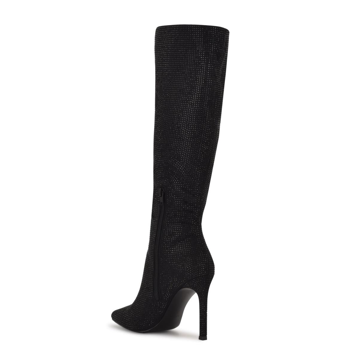 Women's Nine West Tysh Rhinestone Dress Boots Black | ELAU36725