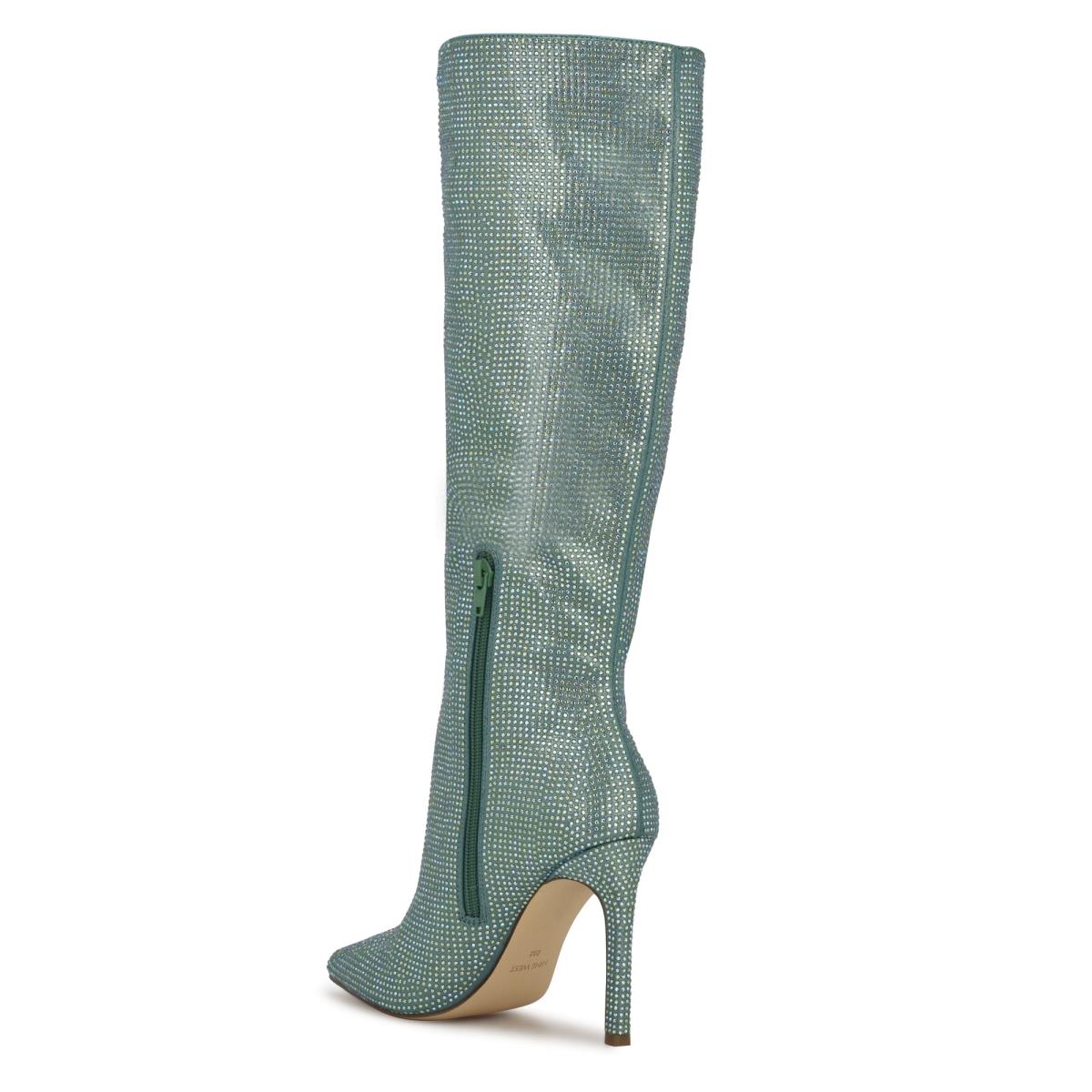 Women's Nine West Tysh Rhinestone Dress Boots Light Green | RTKX46038