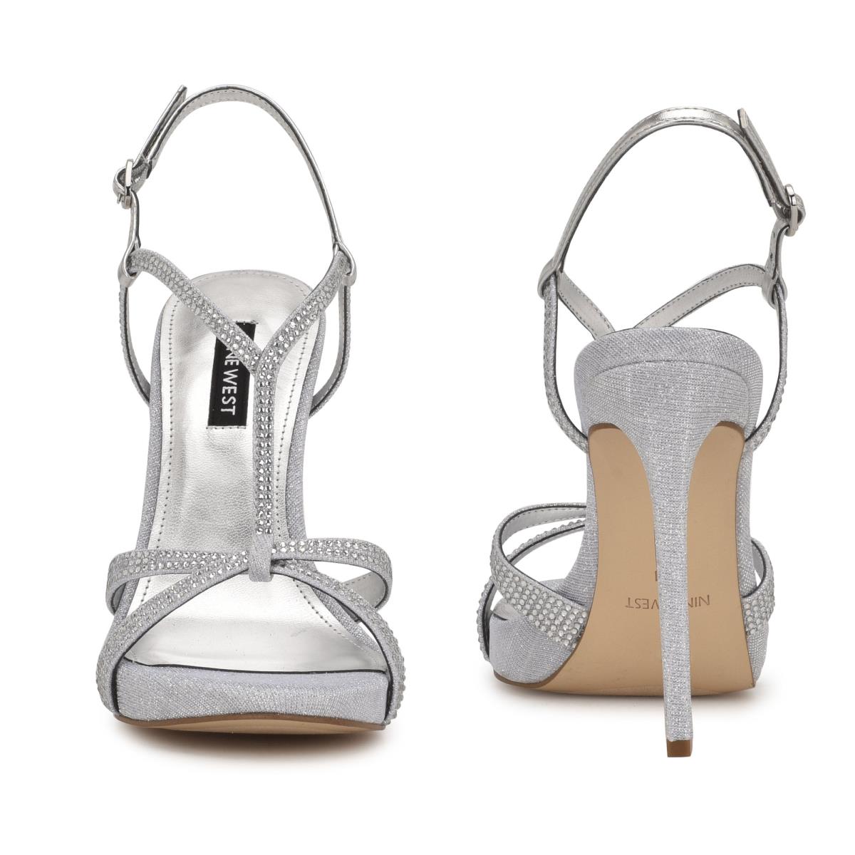 Women's Nine West Ulliy Heeled Dress Sandals Silver | IAPM56241