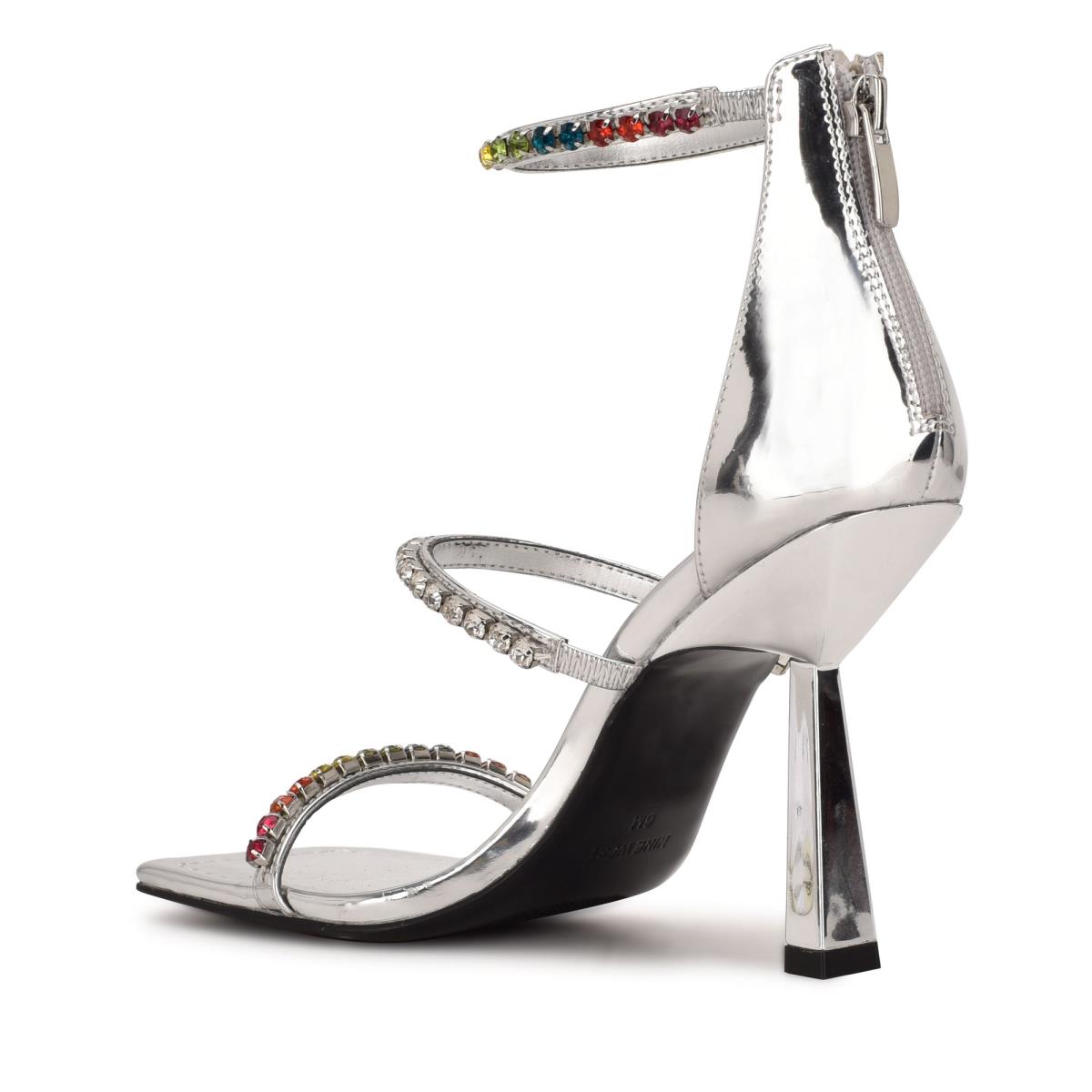 Women's Nine West Vavoom Rhinestone Strappy Dress Sandals Silver / Multicolor | IVFB93526