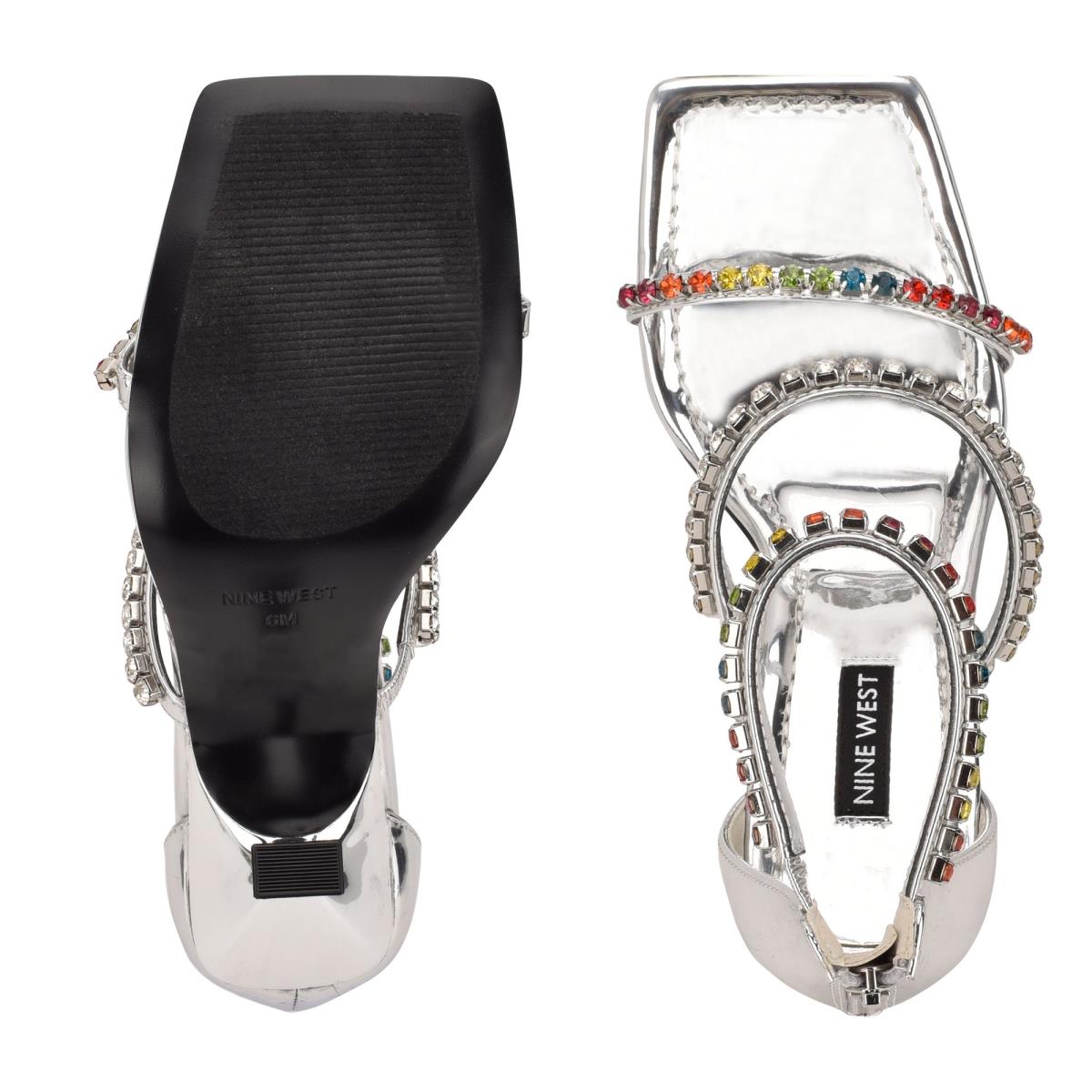 Women's Nine West Vavoom Rhinestone Strappy Dress Sandals Silver / Multicolor | IVFB93526