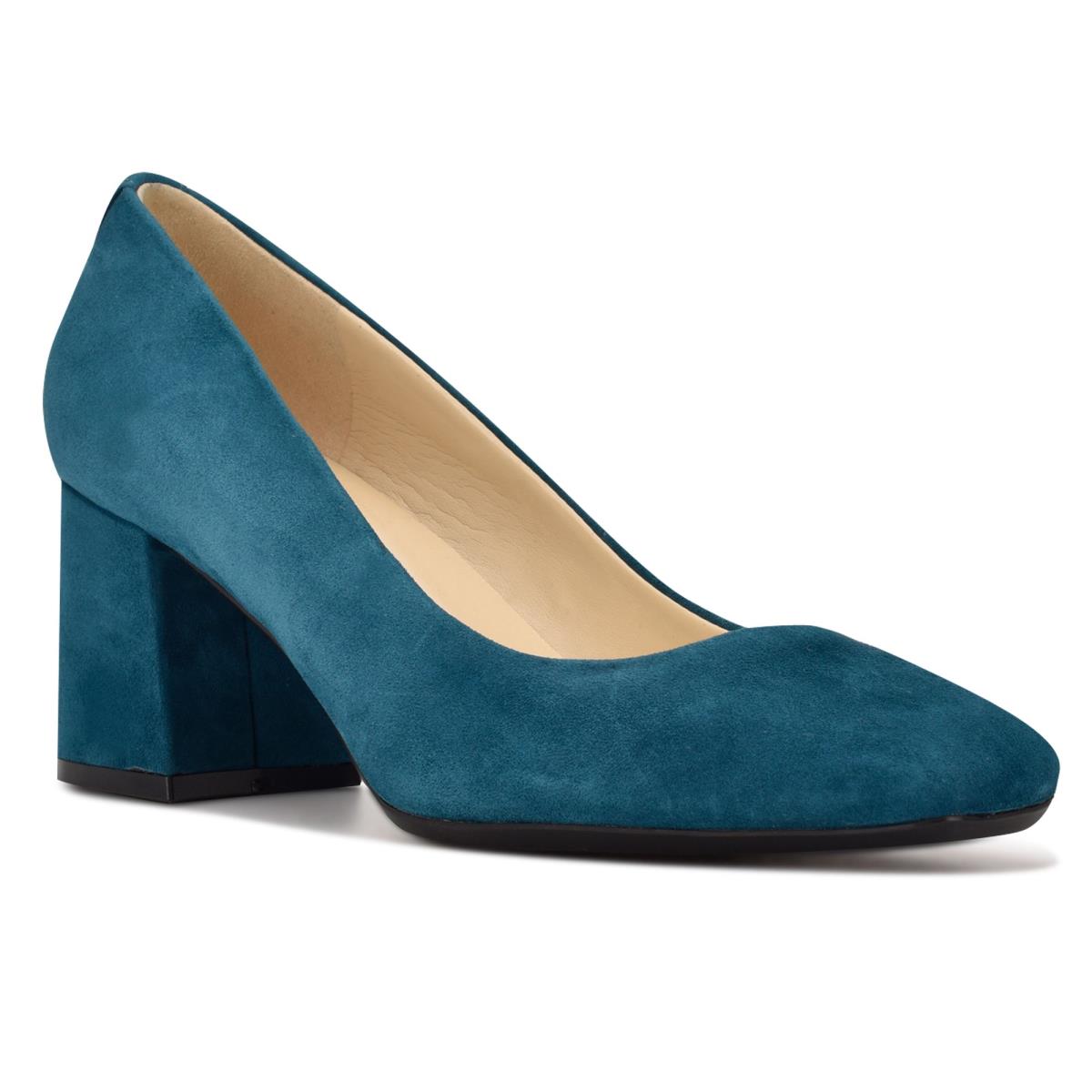 Women's Nine West Vibe 9x9 Block Heel Pumps Turquoise | OQRZ34209