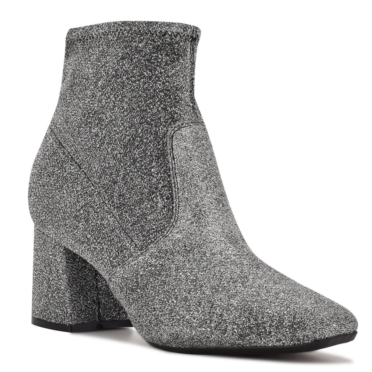 Women's Nine West Viper 9x9 Heeled Booties Silver | EDGU34652