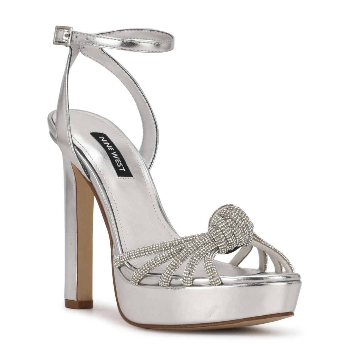 Women's Nine West Wowzz Platform Dress Sandals Silver | HUIV31275