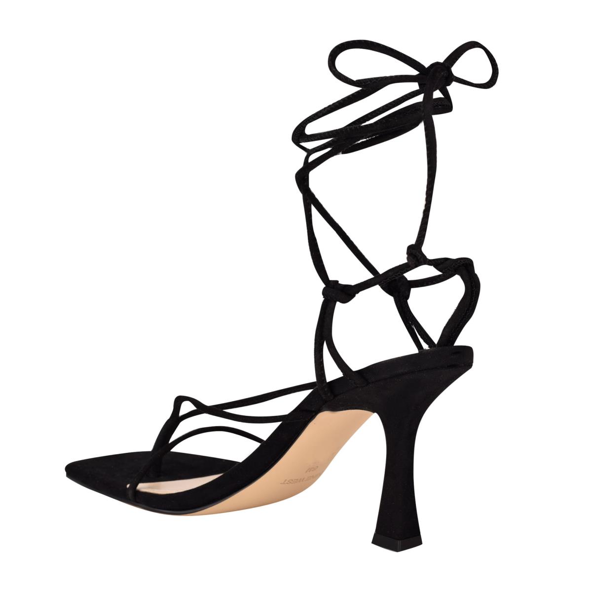 Women's Nine West Yarin Ankle Wrap Heels Sandals Black | KWEV62731