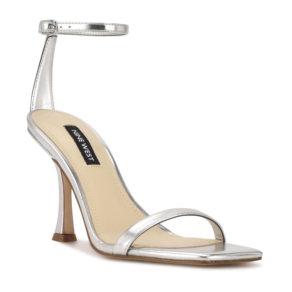 Women's Nine West Yess Ankle Strap Sandals Silver | PJXR91205