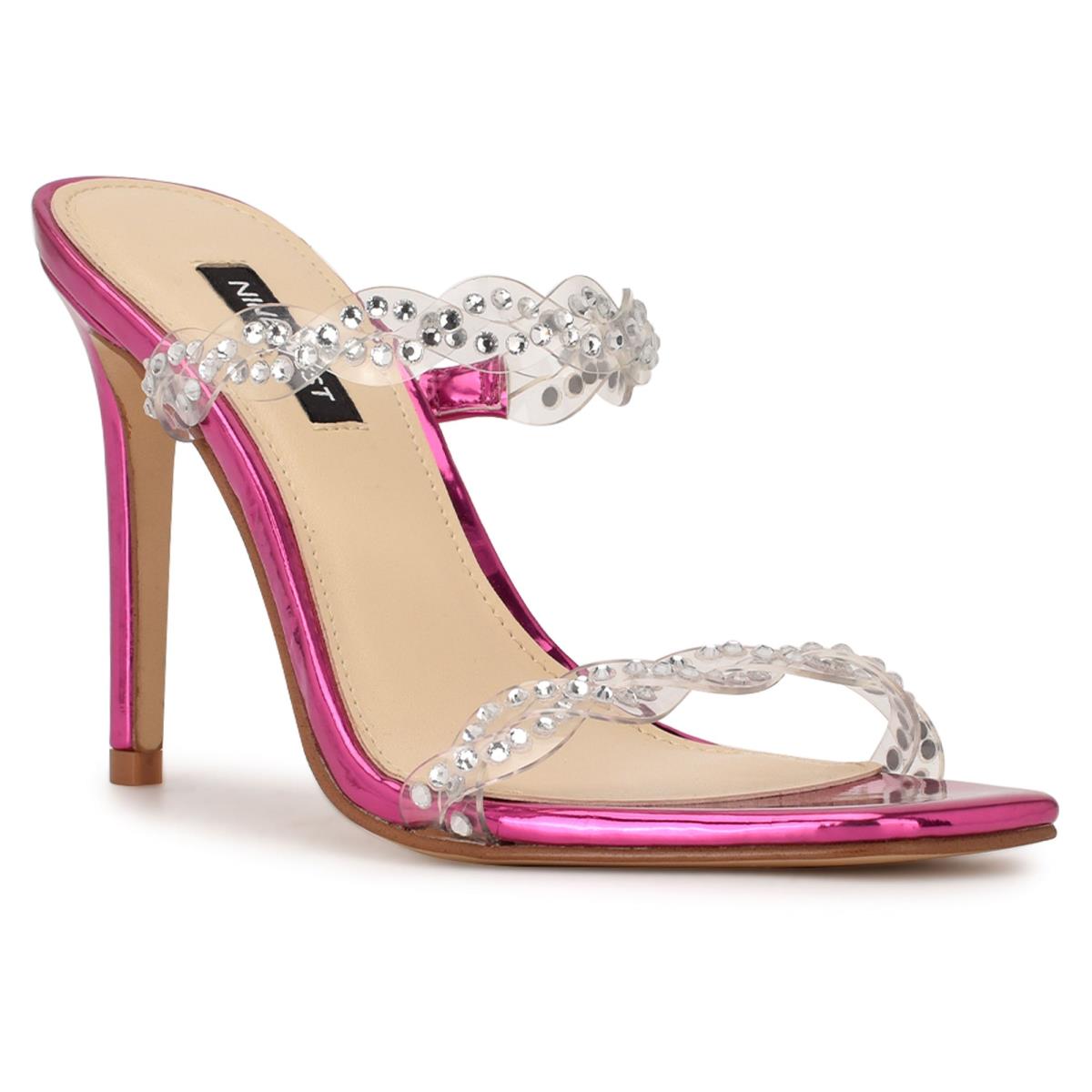 Women's Nine West Ziggle Heeled Slide Sandals Pink | MSWB61709