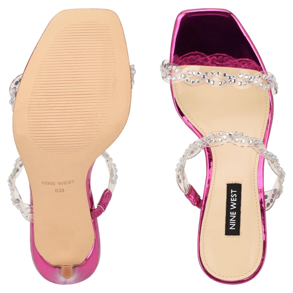 Women's Nine West Ziggle Heeled Slide Sandals Pink | MSWB61709