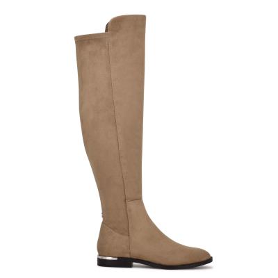 Women's Nine West Allair Wide Calf Over the Knee Boots Brown | QCDY12598