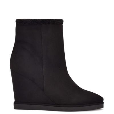 Women's Nine West Apres Wedge Booties Black | UJDA56384