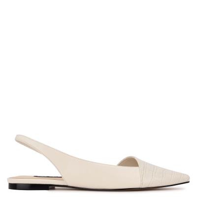 Women's Nine West Beads Slingback Pointy Toe Flats Beige / Cream | MXGI68297