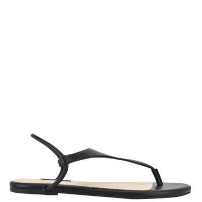 Women's Nine West Braydin Stretch Flat Sandals Black | QWDB76249