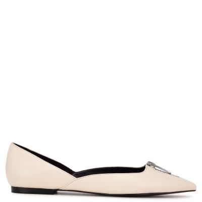 Women's Nine West Brina Pointy Toe Ballet Flats Cream | LGAZ92384