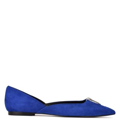 Women's Nine West Brina Pointy Toe Ballet Flats Deep Blue | VDLN56934