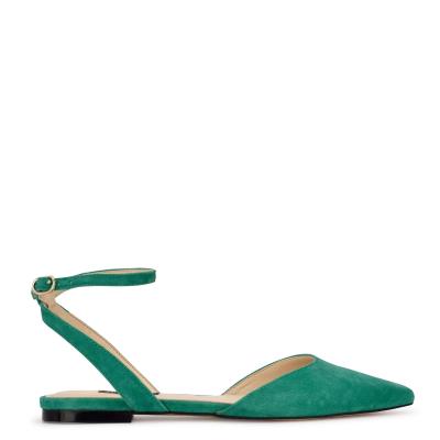 Women's Nine West Briy Pointy Toe Ballet Flats Green | EINA38672