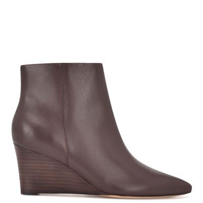 Women's Nine West Carter Wedge Booties Brown | DCTA32075