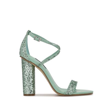 Women's Nine West Celebra Heels Sandals Light Turquoise | ZCHG10764