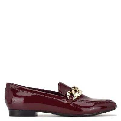 Women's Nine West Chain Slip-On Loafers Red | JKNM53264