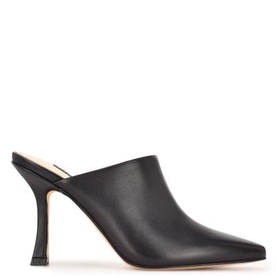 Women's Nine West Ciao Heel Mules Black | QYSN04218