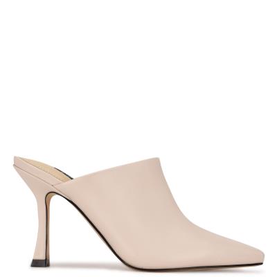 Women's Nine West Ciao Heel Mules Cream | GBNQ56981