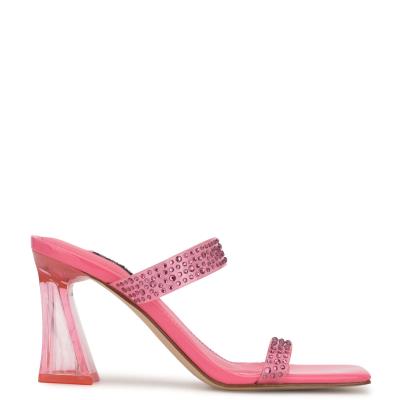 Women's Nine West Darla Heeled Slide Sandals Pink | NEPQ06518