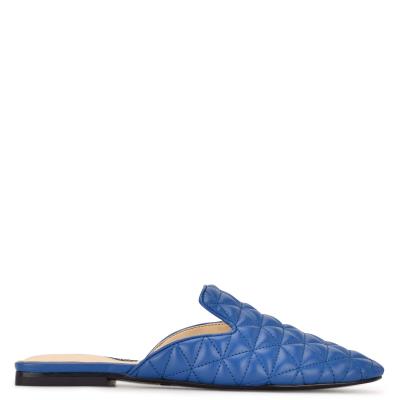 Women's Nine West Diamond Flat Mules Blue | MKFO91580