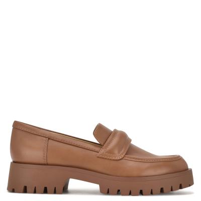 Women's Nine West Garren Lug Sole Loafers Brown | CFQW41695