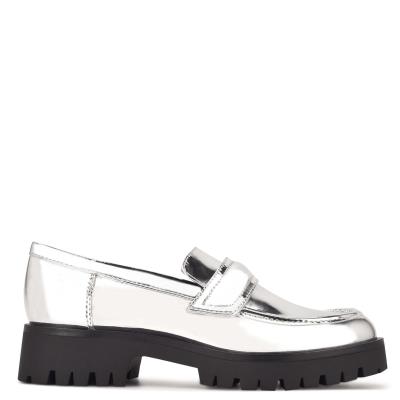 Women's Nine West Garren Lug Sole Loafers Silver | GRBI24537