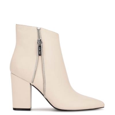 Women's Nine West Glorya Heeled Booties Cream | DBMJ72089