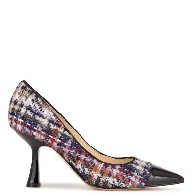 Women's Nine West Hippa Pointy Toe Pumps Blue / Multicolor | ECDN97843