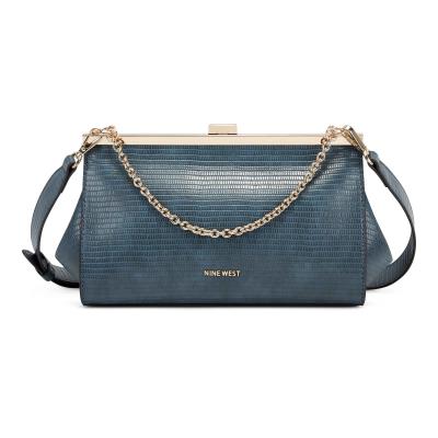 Women's Nine West Mallorie Fram Crossbody Bags Blue | QTVU06532