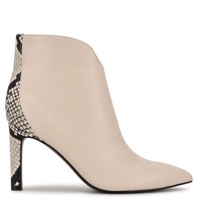 Women's Nine West Mikale Pointy Toe Booties Cream | LCJZ87390