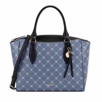 Women's Nine West Paisley Jet Set Satchel Bags Blue | GJUL59832