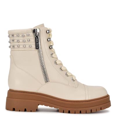 Women's Nine West Pimmz Lug Sole Boots Beige | ETSX08967