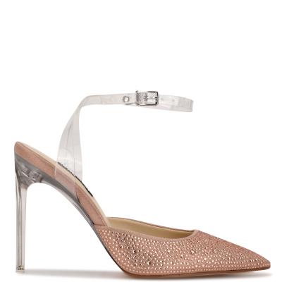 Women's Nine West Sparkel Ankle Strap Pumps Beige | CSPG63915