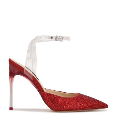 Women's Nine West Sparkel Ankle Strap Pumps Red | FMQC92564