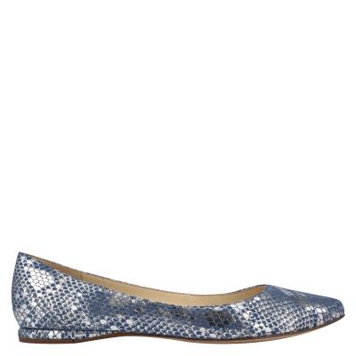 Women's Nine West Speakup Almond Toe Ballet Flats Blue / Snake | AHGT28053