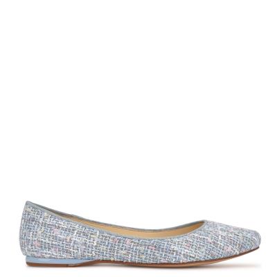 Women's Nine West Speakup Almond Toe Ballet Flats Light Blue | NCEF70538