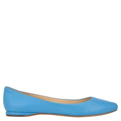 Women's Nine West Speakup Almond Toe Ballet Flats Blue | YWJP23874