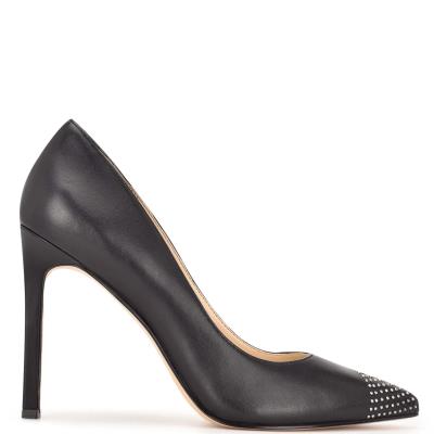 Women's Nine West Tadaa Studded Pointy Toe Pumps Black | BCFW53490