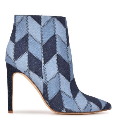 Women's Nine West Tennon Dress Bootie Booties Blue | MJYS78596