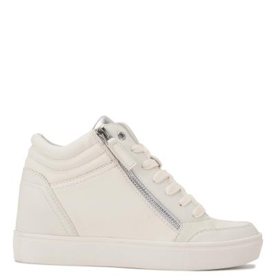 Women's Nine West Tons High Top Hidden Wedge Sneakers Sneakers White / Silver | URWE42307