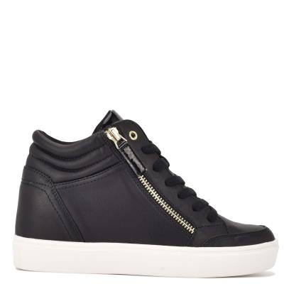 Women's Nine West Tons High Top Hidden Wedge Sneakers Sneakers Black | WSBE59264