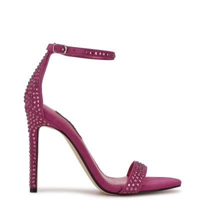 Women's Nine West Toria Ankle Strap Sandals Dark Pink | IPMZ92065