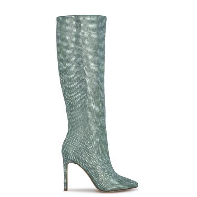 Women's Nine West Tysh Rhinestone Dress Boots Light Green | RTKX46038