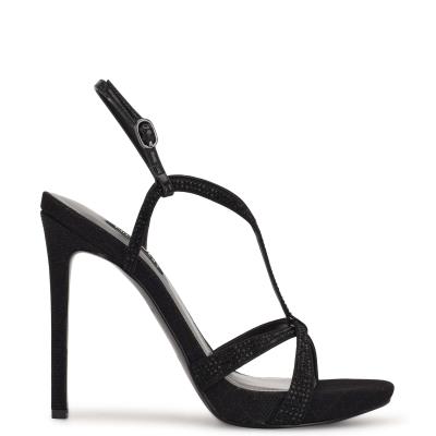 Women's Nine West Ulliy Heeled Dress Sandals Black | WDBQ38072