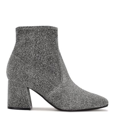 Women's Nine West Viper 9x9 Heeled Booties Silver | EDGU34652