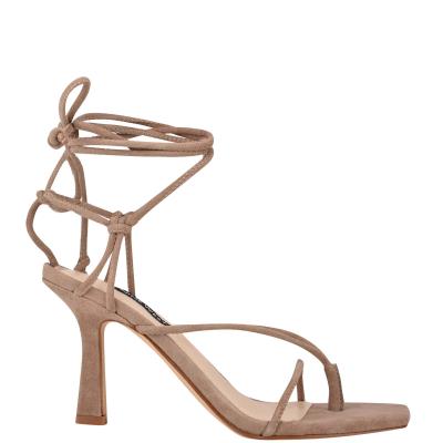 Women's Nine West Yarin Ankle Wrap Heels Sandals Brown | NWKS60852